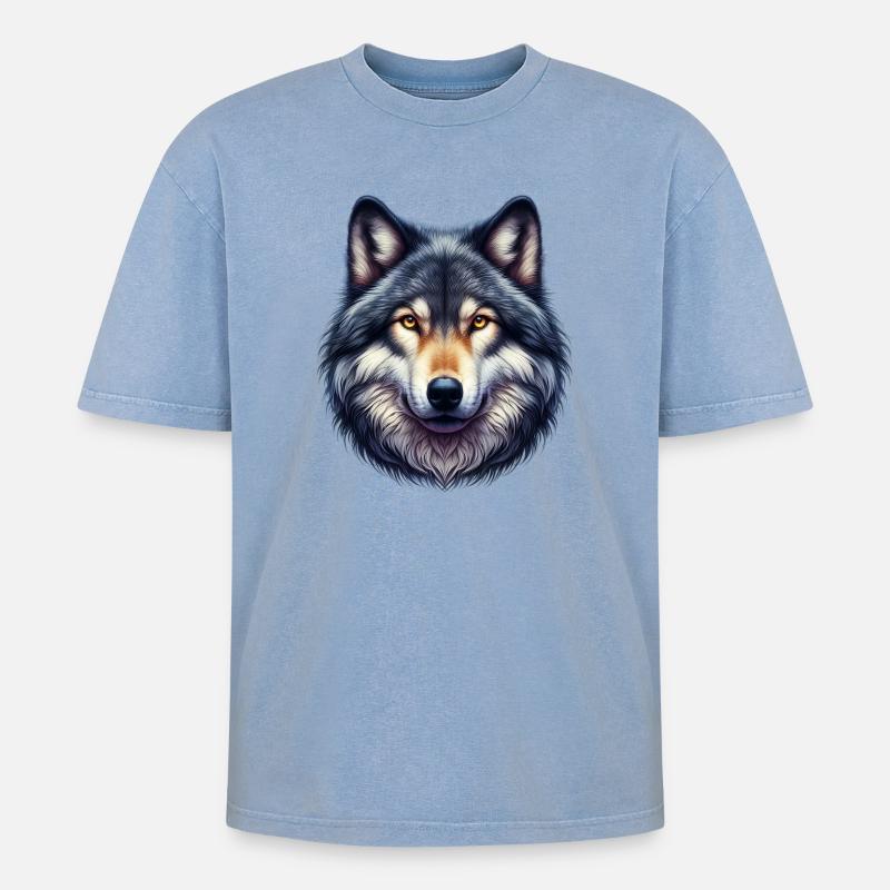 Loup - T-shirt Premium unisexe oversize acid-washed - bleu délavé acide