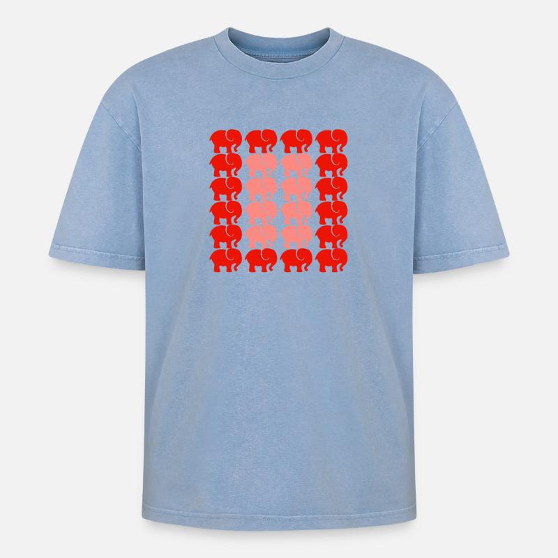 ELEFANT - Oversized Unisex Premium Acid-Washed T-Shirt - Blau Acid Wash