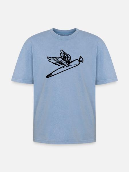 We fly so High - Oversized Unisex Premium Acid-Washed T-Shirt - acid washed blue
