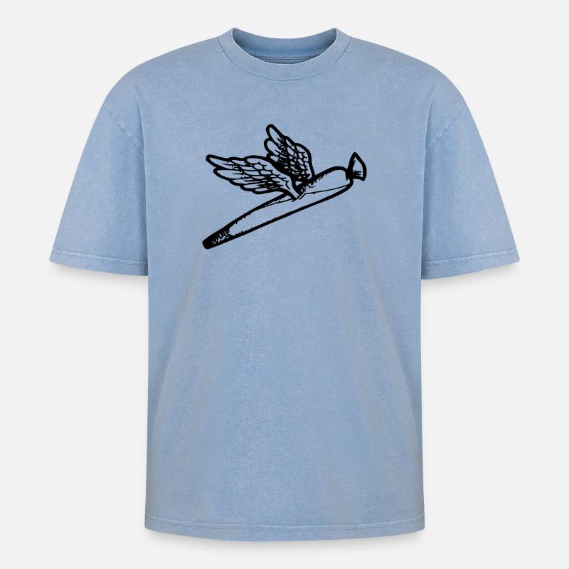 We fly so High - Oversized Unisex Premium Acid-Washed T-Shirt - Blau Acid Wash