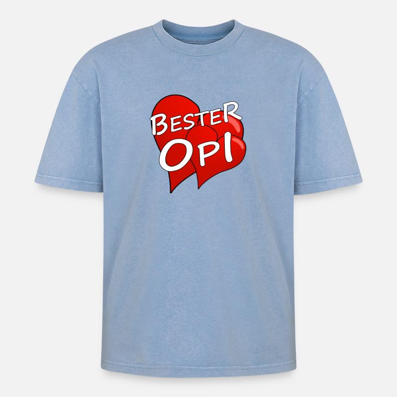 BESTER OPI - Oversized Unisex Premium Acid-Washed T-Shirt - Blau Acid Wash