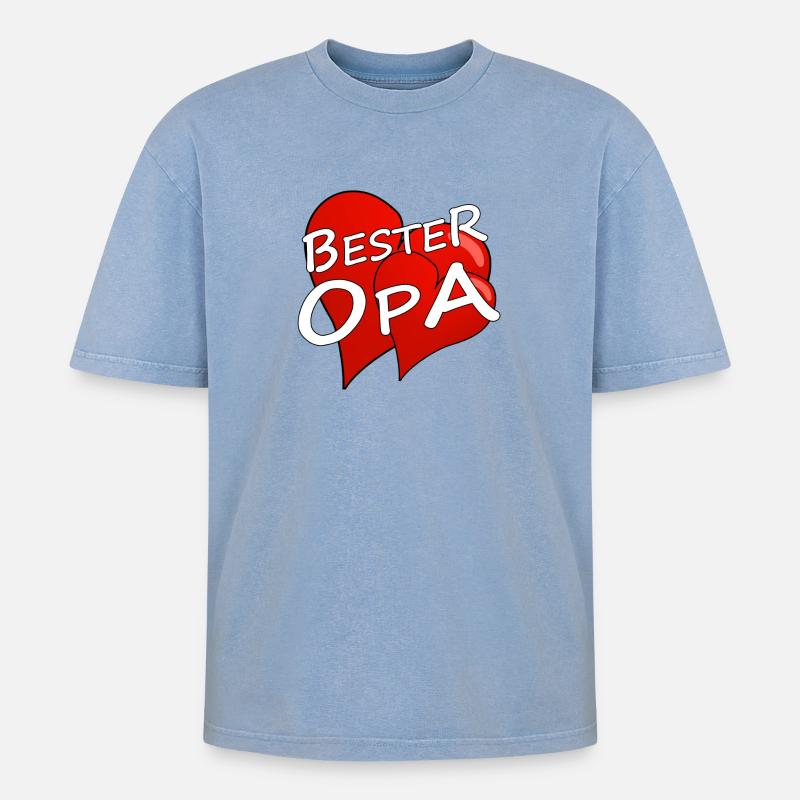 BESTER OPA - Oversized Unisex Premium Acid-Washed T-Shirt - Blau Acid Wash