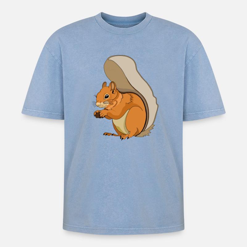 EIchhörnchen - Oversized Unisex Premium Acid-Washed T-Shirt - Blau Acid Wash