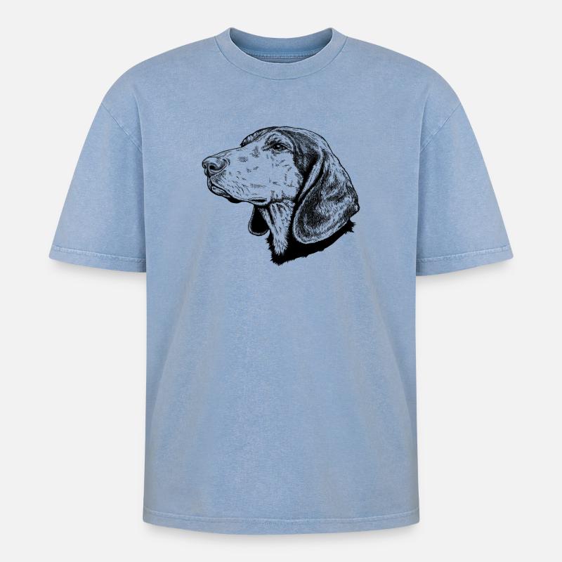 Griechische Bracke 01s Hellenikos Ichnilatis - Oversized Unisex Premium Acid-Washed T-Shirt - Blau Acid Wash