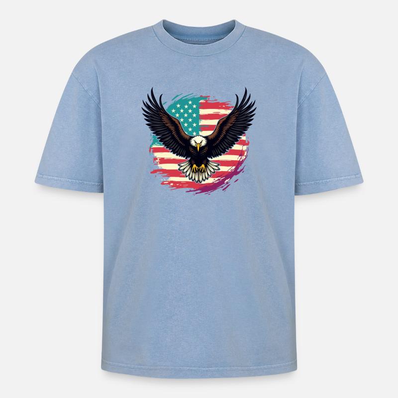 Pygargue à tête blanche - T-shirt Premium unisexe oversize acid-washed - bleu délavé acide