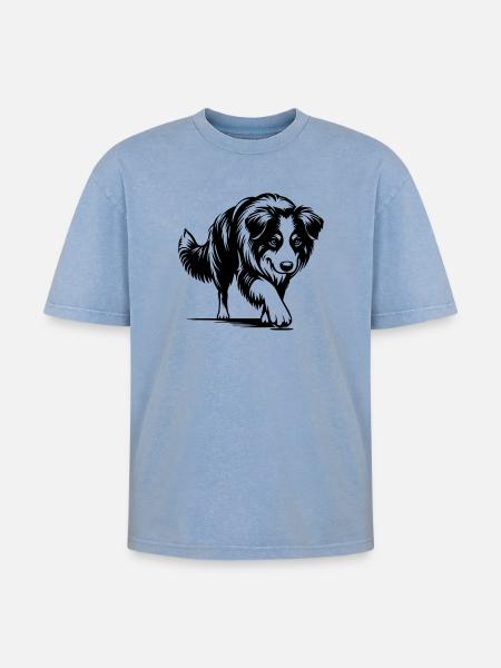 Australian Shepherd - Oversized Unisex Premium Acid-Washed T-Shirt - acid washed blue