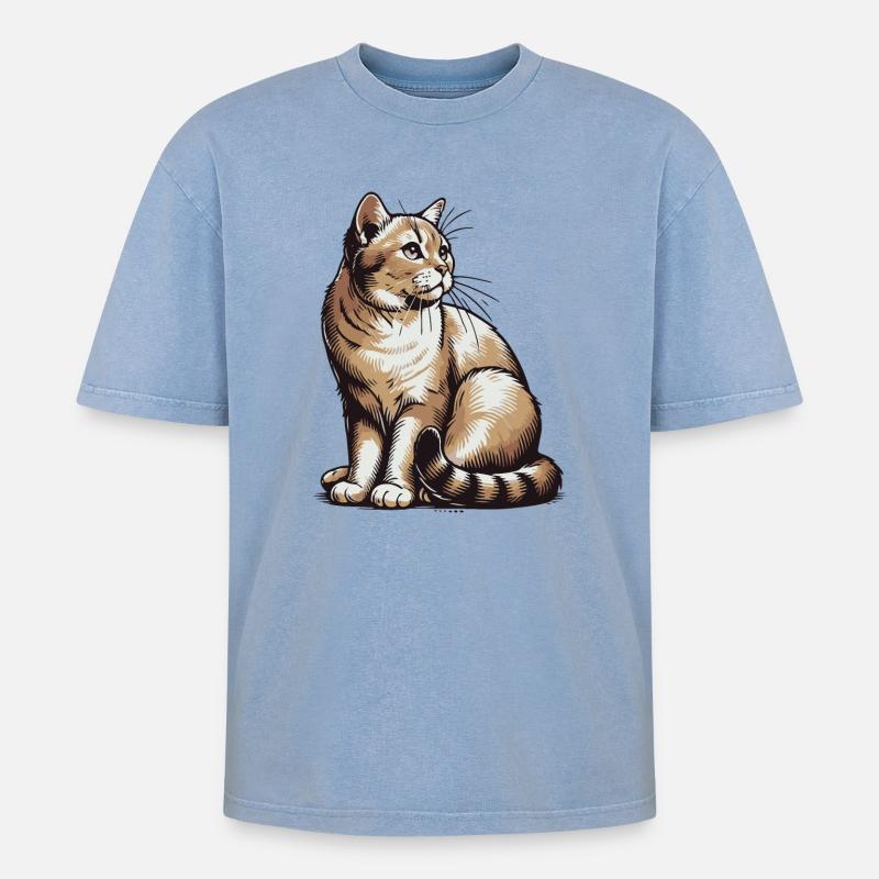 Chat - T-shirt Premium unisexe oversize acid-washed - bleu délavé acide