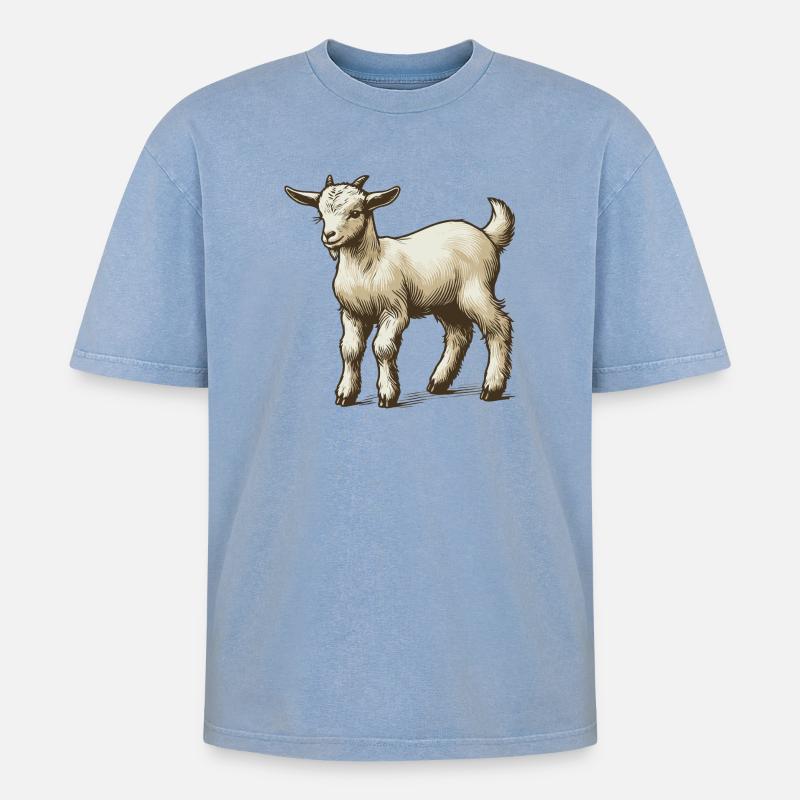 Zicklein - Oversized Unisex Premium Acid-Washed T-Shirt - Blau Acid Wash