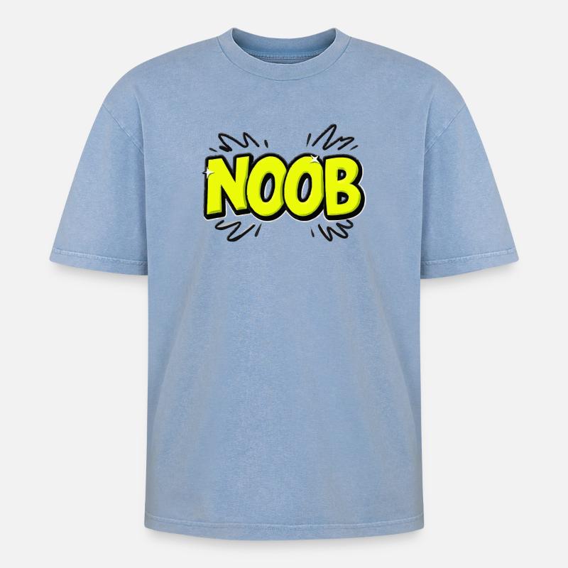 Noob - Oversized Unisex Premium Acid-Washed T-Shirt - Blau Acid Wash