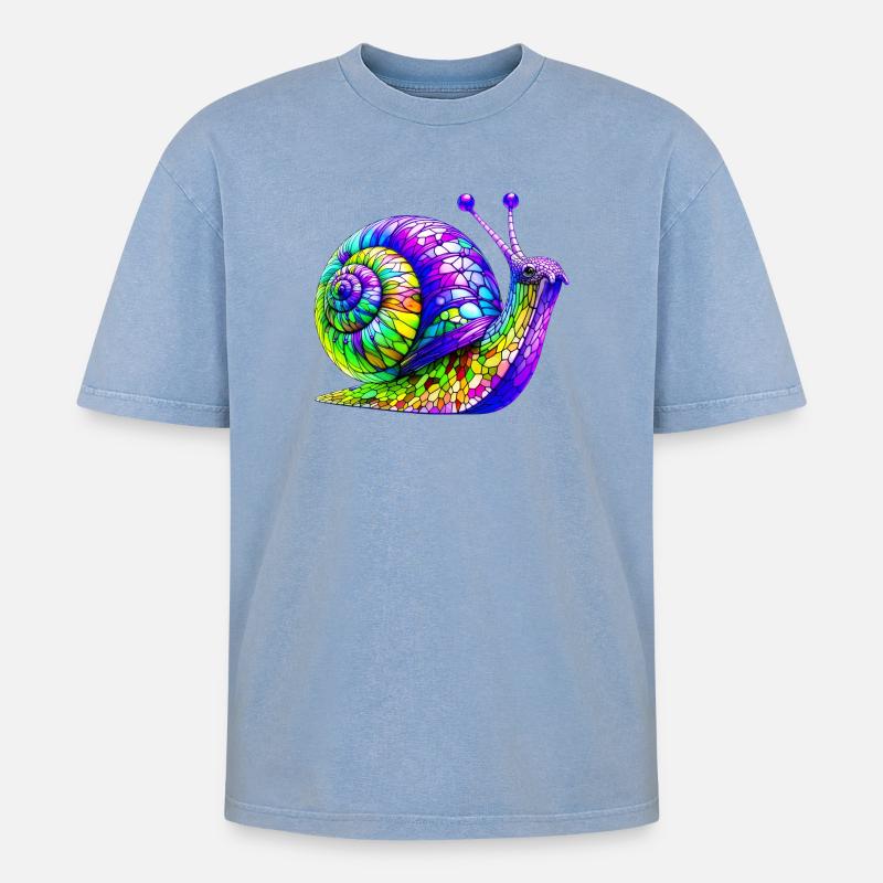 Escargot - T-shirt Premium unisexe oversize acid-washed - bleu délavé acide