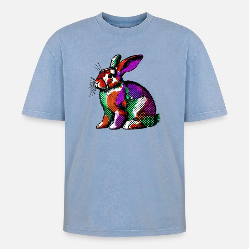 Lapin - T-shirt Premium unisexe oversize acid-washed - bleu délavé acide