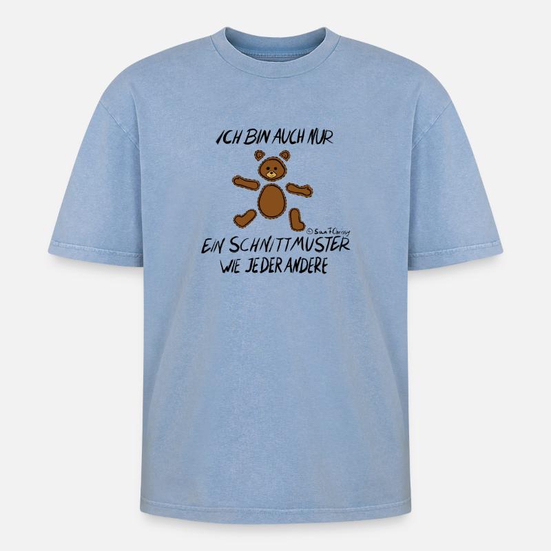 Muster Bärchen - Oversized Unisex Premium Acid-Washed T-Shirt - Blau Acid Wash