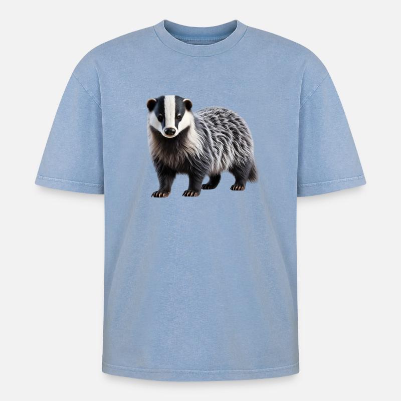 Dachs - Oversized Unisex Premium Acid-Washed T-Shirt - Blau Acid Wash