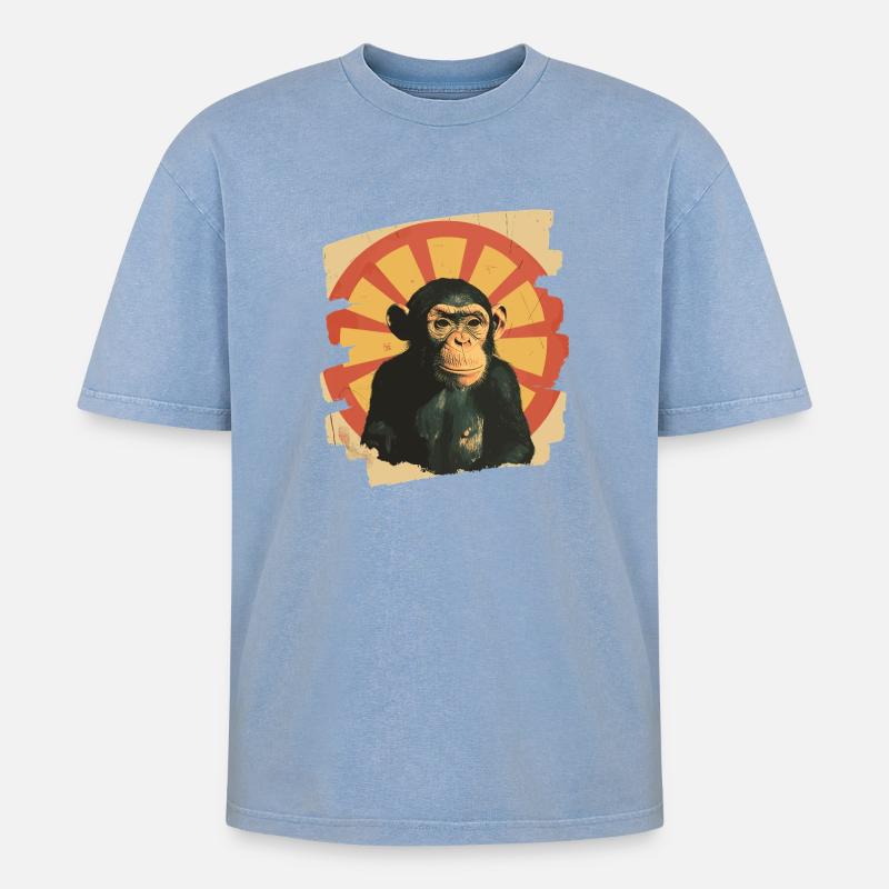 Affe - Oversized Unisex Premium Acid-Washed T-Shirt - Blau Acid Wash