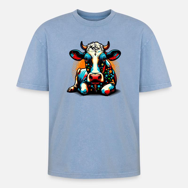Vache - T-shirt Premium unisexe oversize acid-washed - bleu délavé acide
