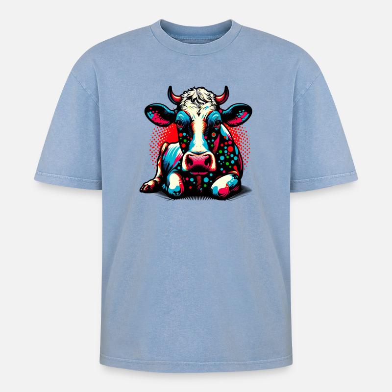 Vache - T-shirt Premium unisexe oversize acid-washed - bleu délavé acide