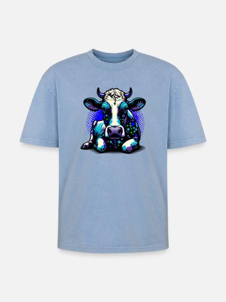 Vache - T-shirt Premium unisexe oversize acid-washed - bleu délavé acide