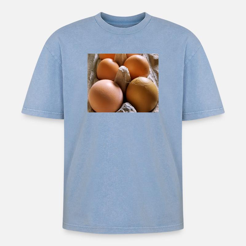 Eier - Oversized Unisex Premium Acid-Washed T-Shirt - Blau Acid Wash
