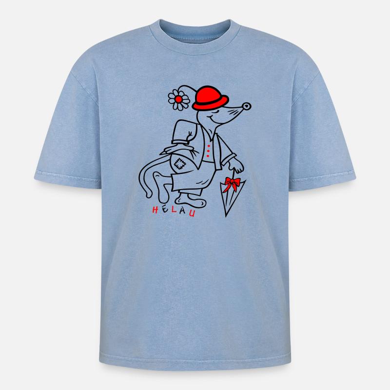 Fasching - Oversized Unisex Premium Acid-Washed T-Shirt - Blau Acid Wash