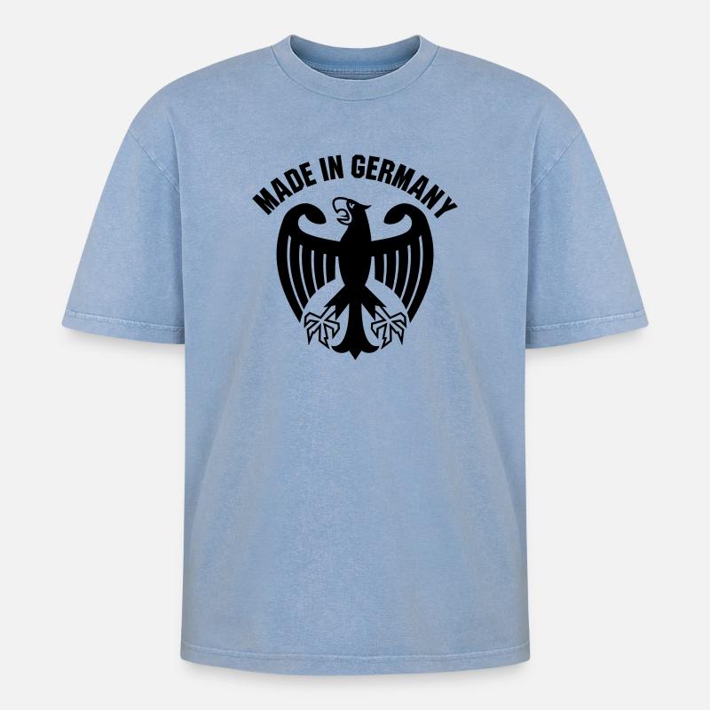 Made in Germany - Oversized Unisex Premium Acid-Washed T-Shirt - Blau Acid Wash