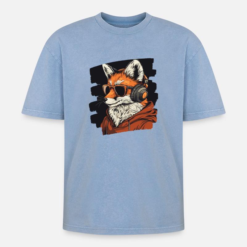 Casque Fox - T-shirt Premium unisexe oversize acid-washed - bleu délavé acide