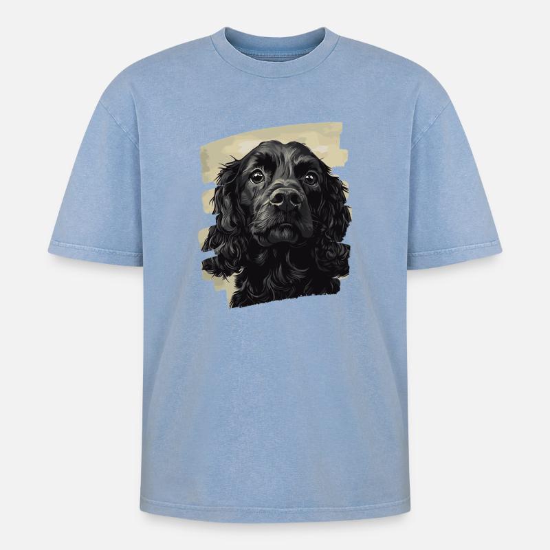 Cocker Spaniel - T-shirt Premium unisexe oversize acid-washed - bleu délavé acide