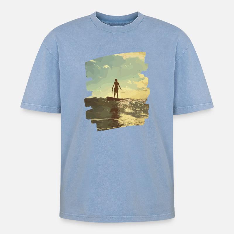 Stand-up-paddle SUP - Oversized Unisex Premium Acid-Washed T-Shirt - Blau Acid Wash