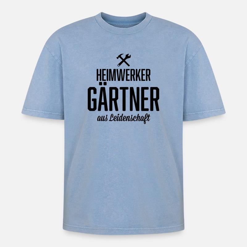Heimwerker Gärtner - Oversized Unisex Premium Acid-Washed T-Shirt - Blau Acid Wash