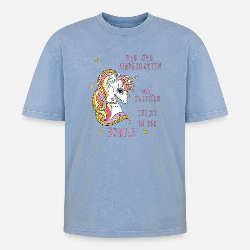 Bye Bye Kindergarten School - Oversized Unisex Premium Acid-Washed T-Shirt - acid washed blue