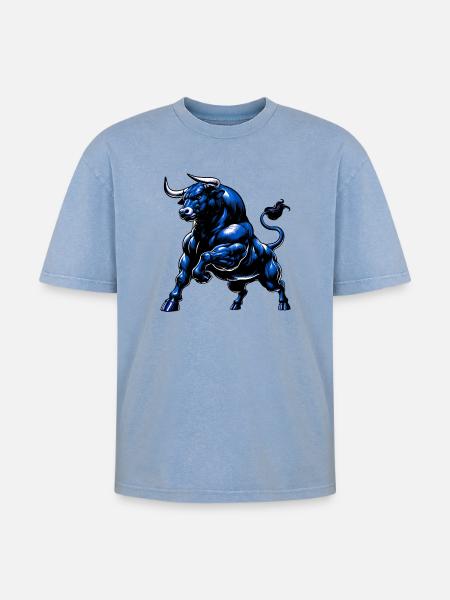 Taureau - T-shirt Premium unisexe oversize acid-washed - bleu délavé acide