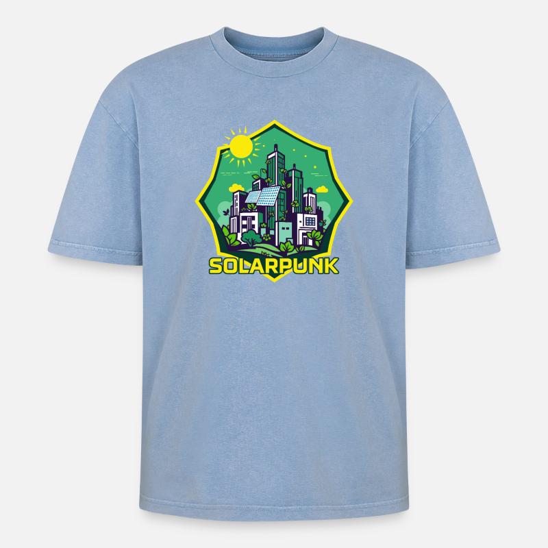 Solarpunk - T-shirt Premium unisexe oversize acid-washed - bleu délavé acide