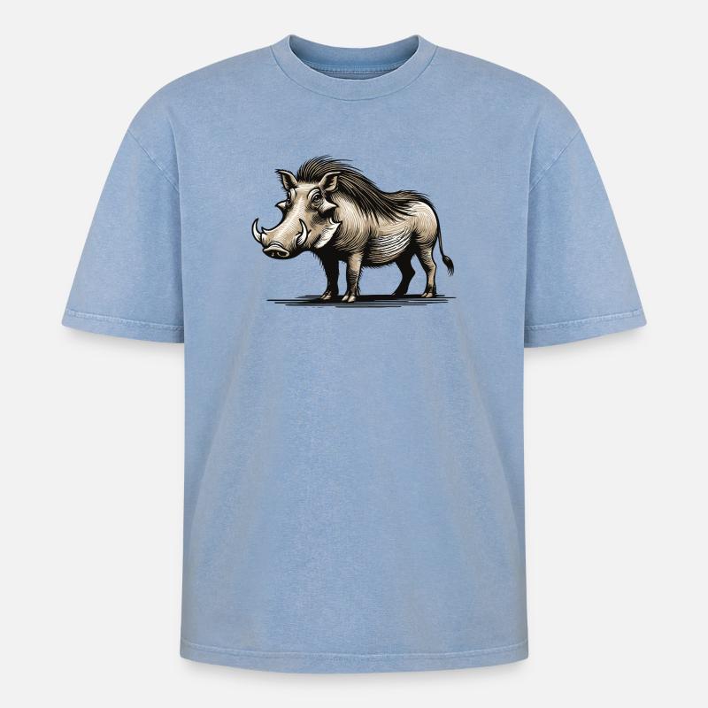 Phacochère - T-shirt Premium unisexe oversize acid-washed - bleu délavé acide