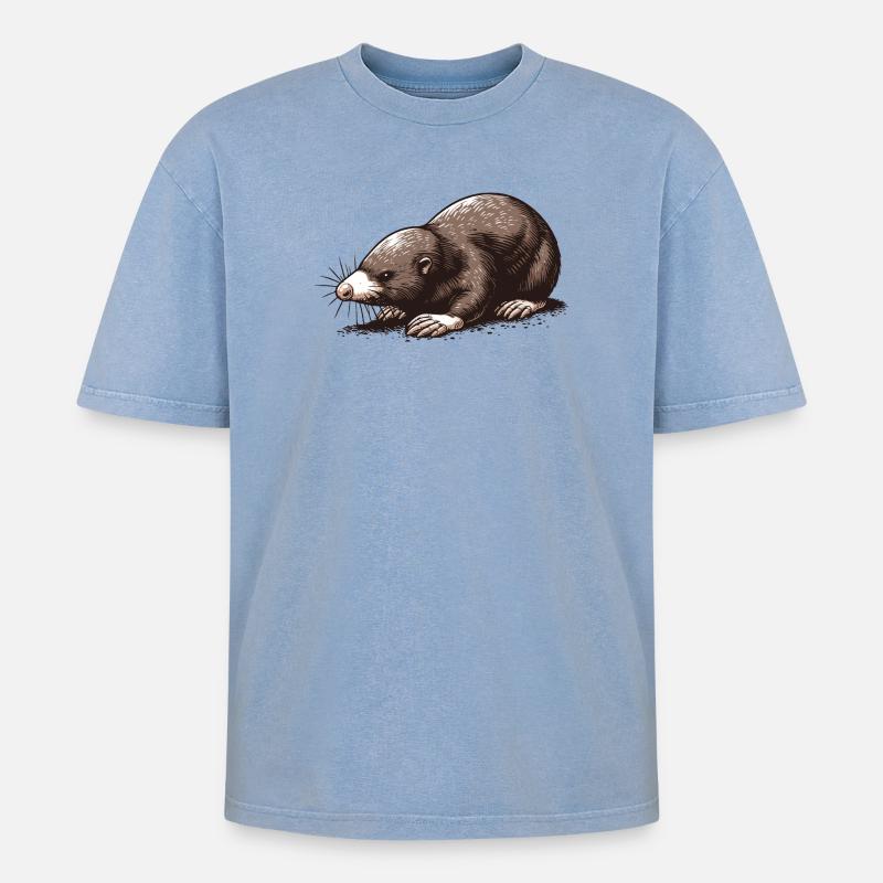 Mole - Oversized Unisex Premium Acid-Washed T-Shirt - acid washed blue