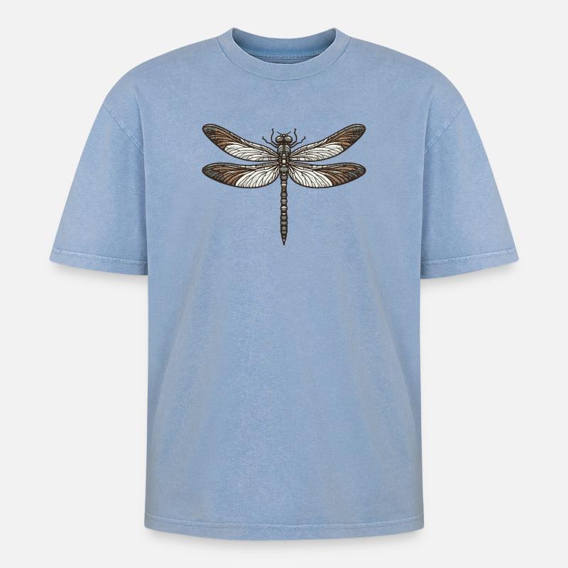 Libellule - T-shirt Premium unisexe oversize acid-washed - bleu délavé acide