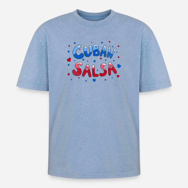 Cuban Salsa Rueda Timba Dancing - Oversized Unisex Premium Acid-Washed T-Shirt - acid washed blue
