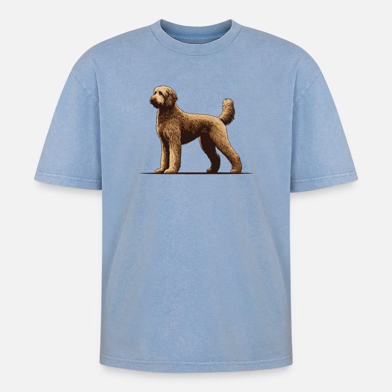 Labradoodle - Oversized Unisex Premium Acid-Washed T-Shirt - Blau Acid Wash