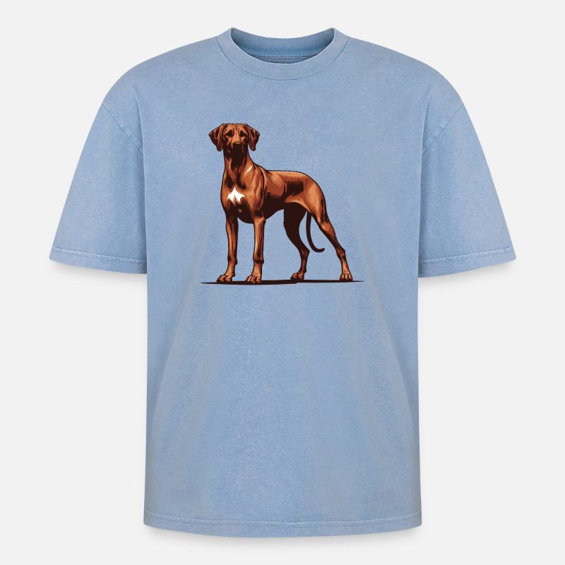 Rhodésian Ridgeback - T-shirt Premium unisexe oversize acid-washed - bleu délavé acide