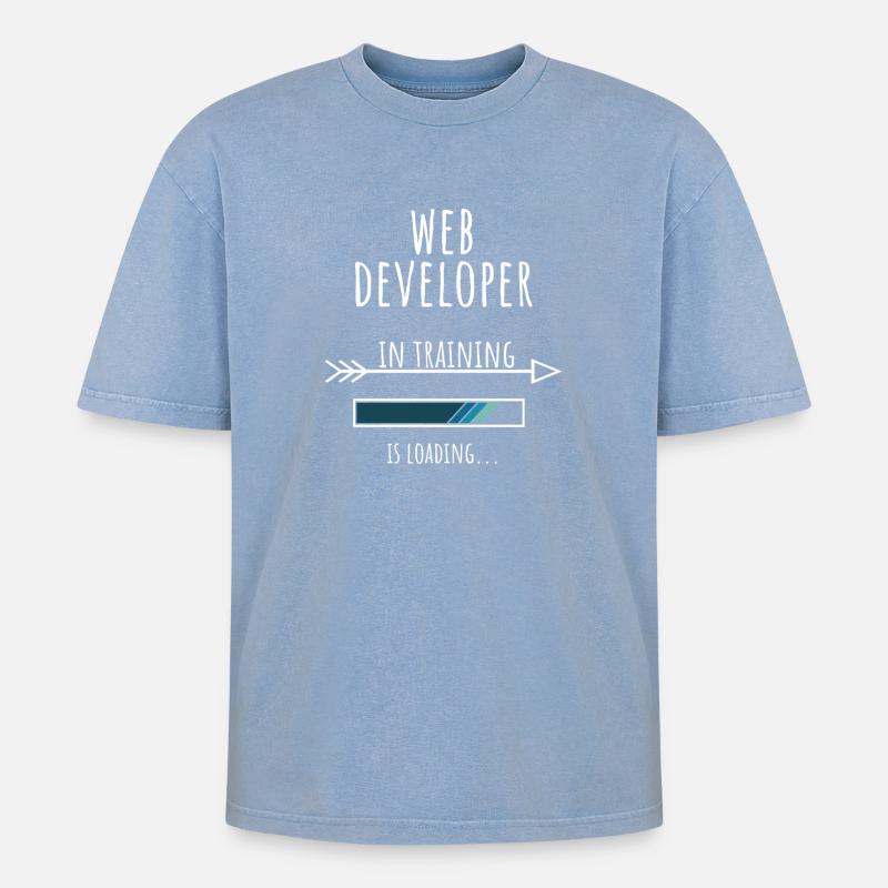 Web Developer in Ausbildung Beruf Geschenk - Oversized Unisex Premium Acid-Washed T-Shirt - Blau Acid Wash