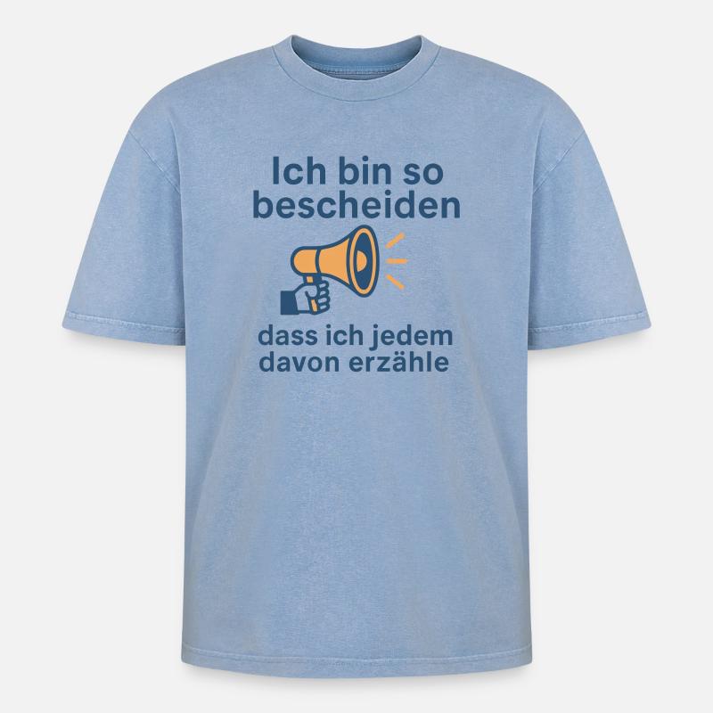 Ich bin so bescheiden - Oversized Unisex Premium Acid-Washed T-Shirt - Blau Acid Wash