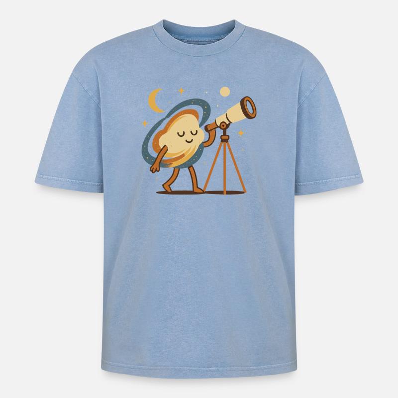 Galactic Explorer - Oversized Unisex Premium Acid-Washed T-Shirt - acid washed blue