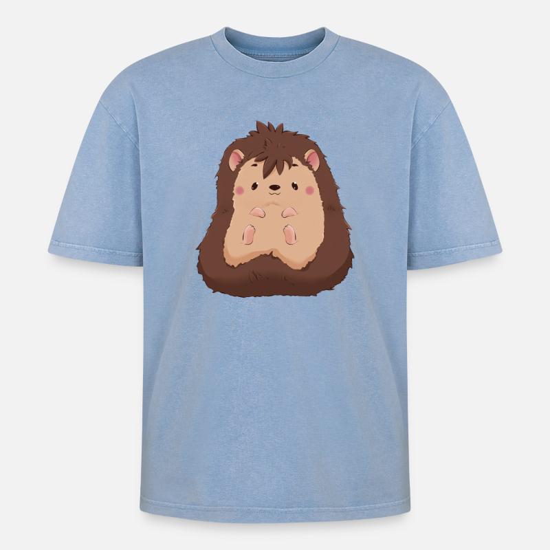 Igel - Oversized Unisex Premium Acid-Washed T-Shirt - Blau Acid Wash