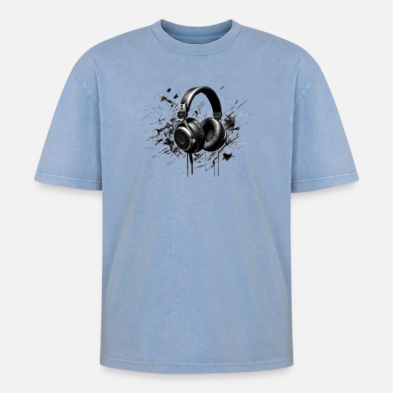 Der fleischgewordene Klang - Oversized Unisex Premium Acid-Washed T-Shirt - Blau Acid Wash