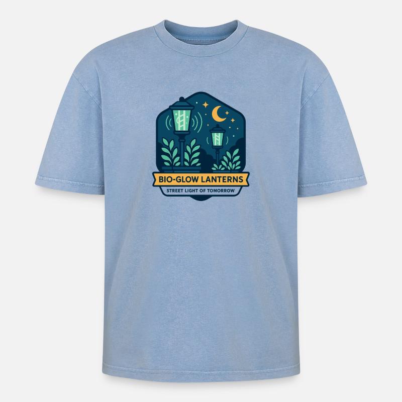 Lanternes Bio-Glow - T-shirt Premium unisexe oversize acid-washed - bleu délavé acide