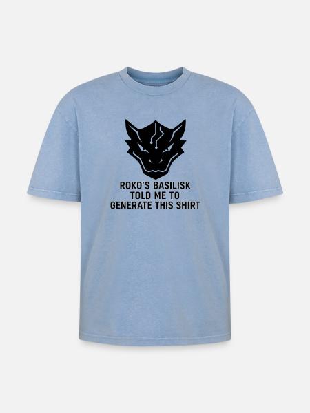 Generated by the Basilisk - Oversized Unisex Premium Acid-Washed T-Shirt - acid washed blue