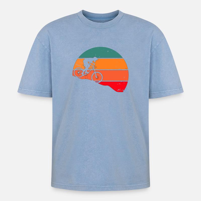 Dwonhill Sunset - Oversized Unisex Premium Acid-Washed T-Shirt - Blau Acid Wash