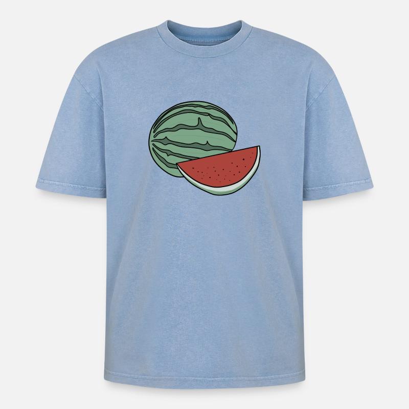 Délicieux fruit pastèque - T-shirt Premium unisexe oversize acid-washed - bleu délavé acide