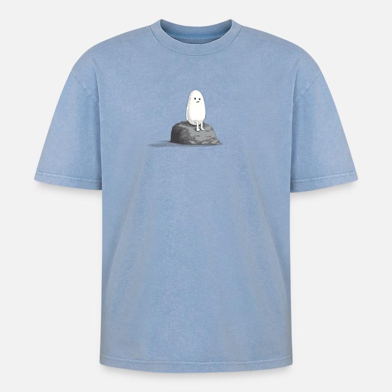 Sad Stone - Oversized Unisex Premium Acid-Washed T-Shirt - Blau Acid Wash