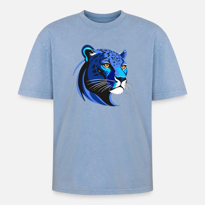 PANTER BLU - Oversized Unisex Premium Acid-Washed T-Shirt - Blau Acid Wash