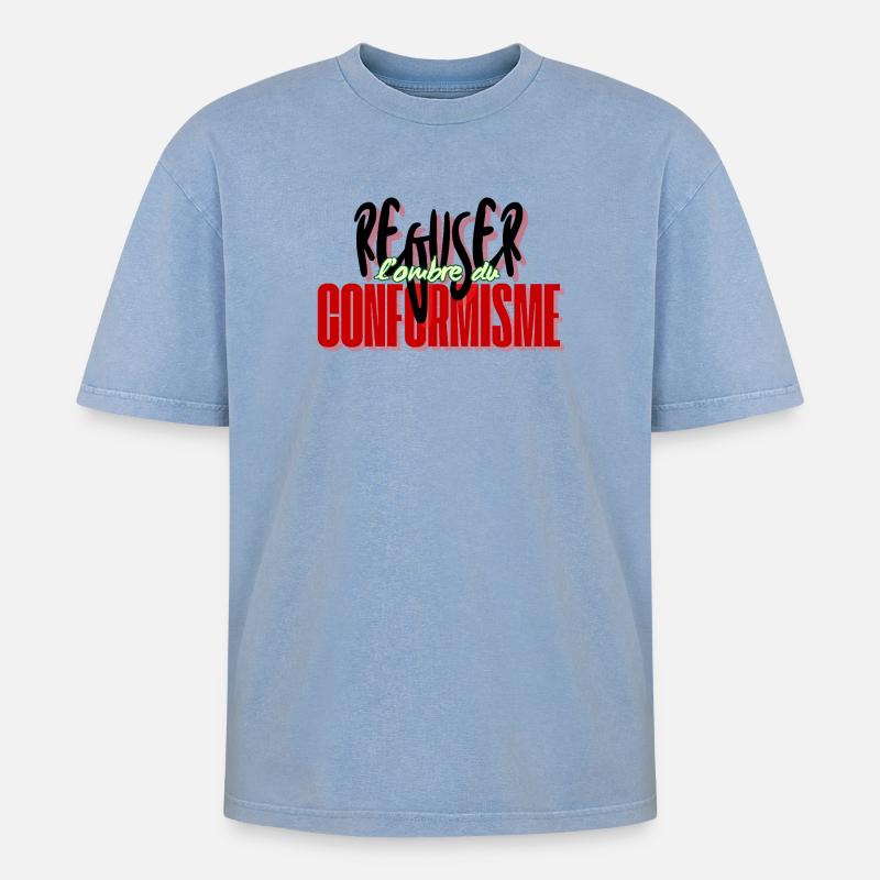 Refusing conformism - Oversized Unisex Premium Acid-Washed T-Shirt - acid washed blue