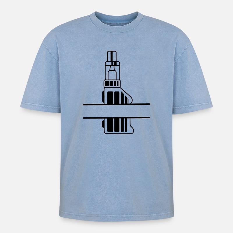 Vape silhouette with text box - Oversized Unisex Premium Acid-Washed T-Shirt - acid washed blue